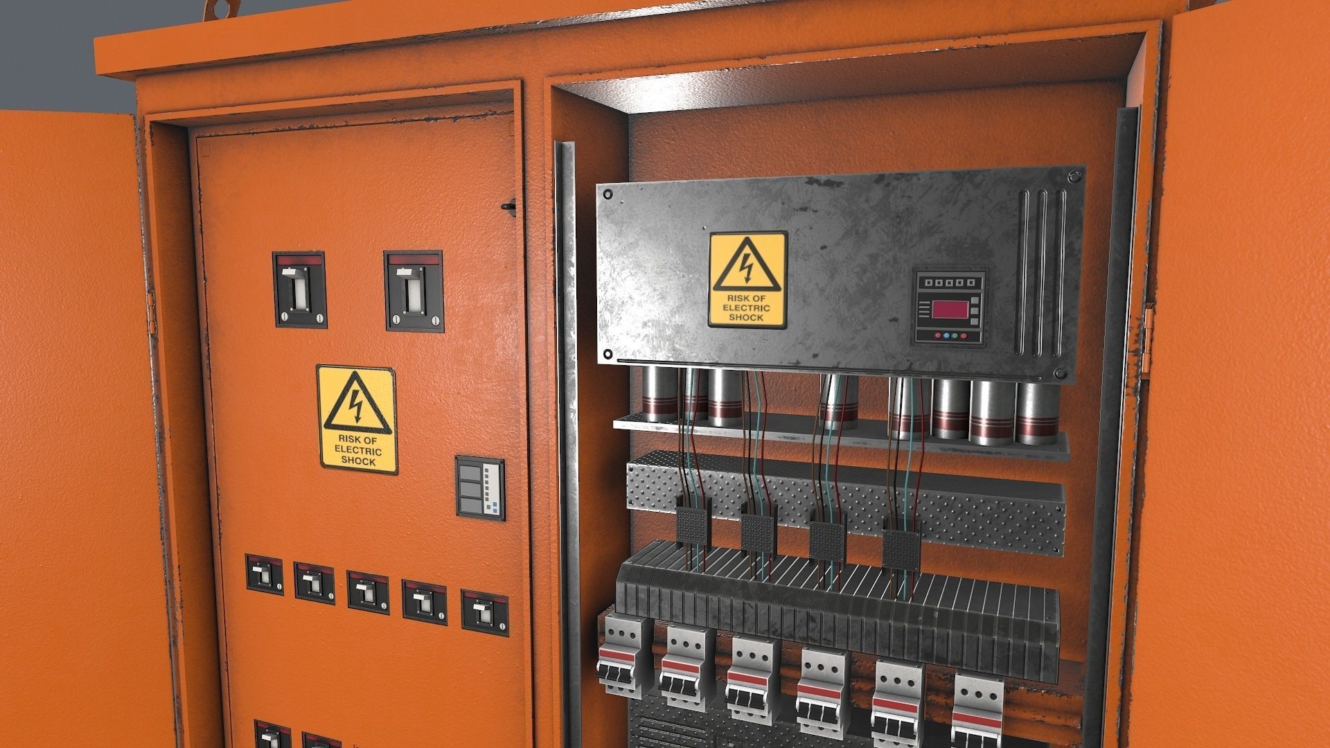 Electric Fuse Box Yellow Low-poly 3D model_8