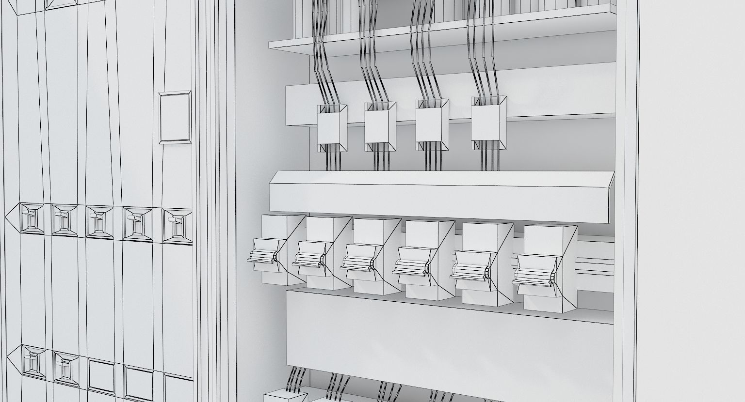 Electric Fuse Box Yellow Low-poly 3D model_11