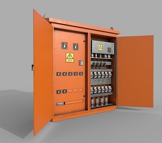 Electric Fuse Box  Yellow Low-poly 3D model