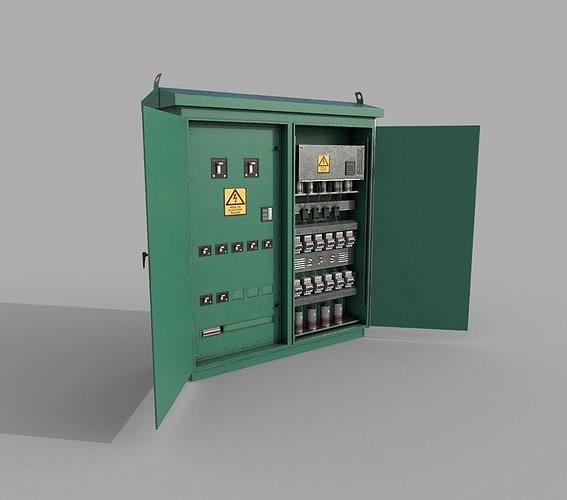 Electric Fuse Box Green Low-poly 3D model