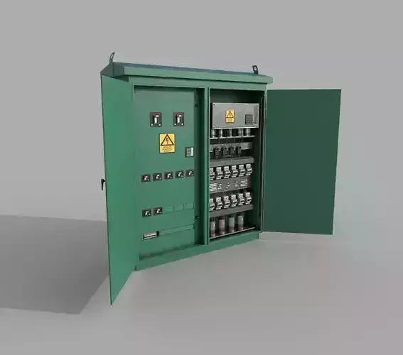 Electric Fuse Box Green Low-poly 3D model