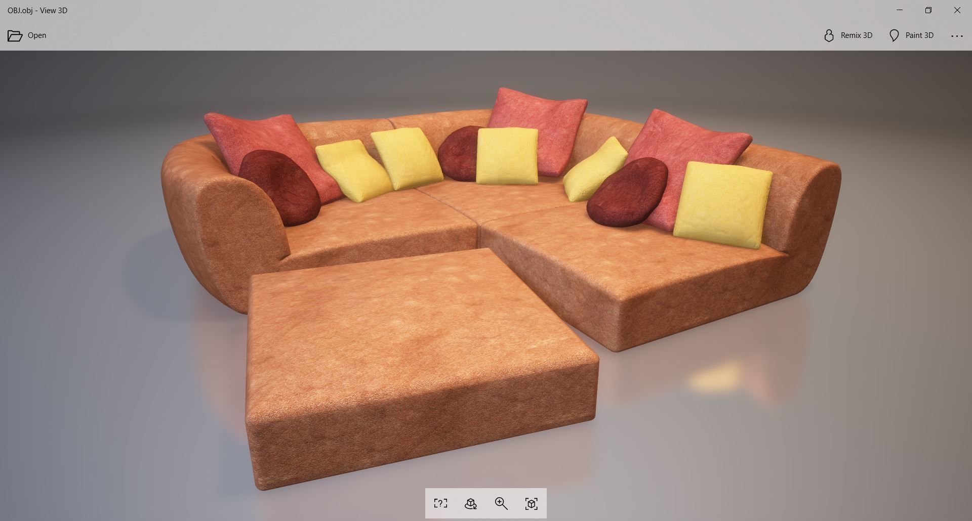 sofa 4 couch and ottoman 3D model_1
