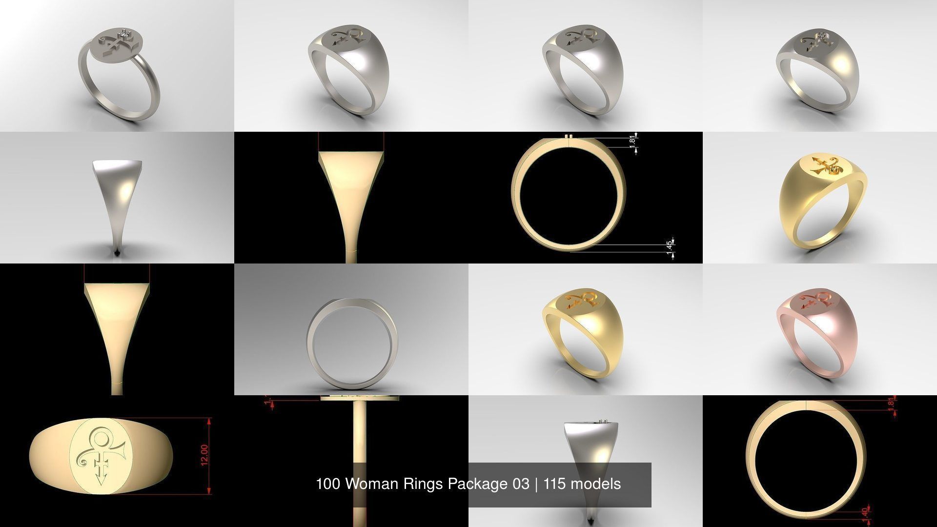 100 Woman Rings Package 03 3D Model Collection_83
