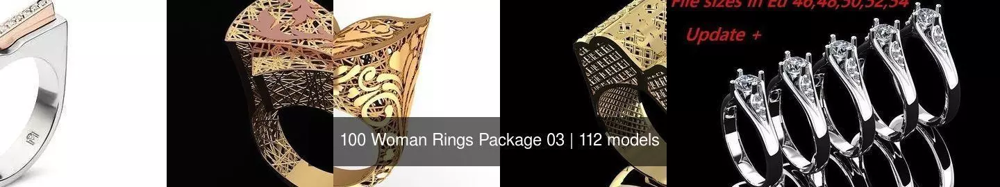 100 Woman Rings Package 03 3D Model Collection_3