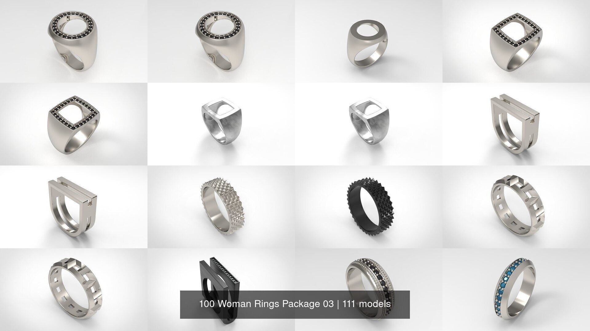 100 Woman Rings Package 03 3D Model Collection_33