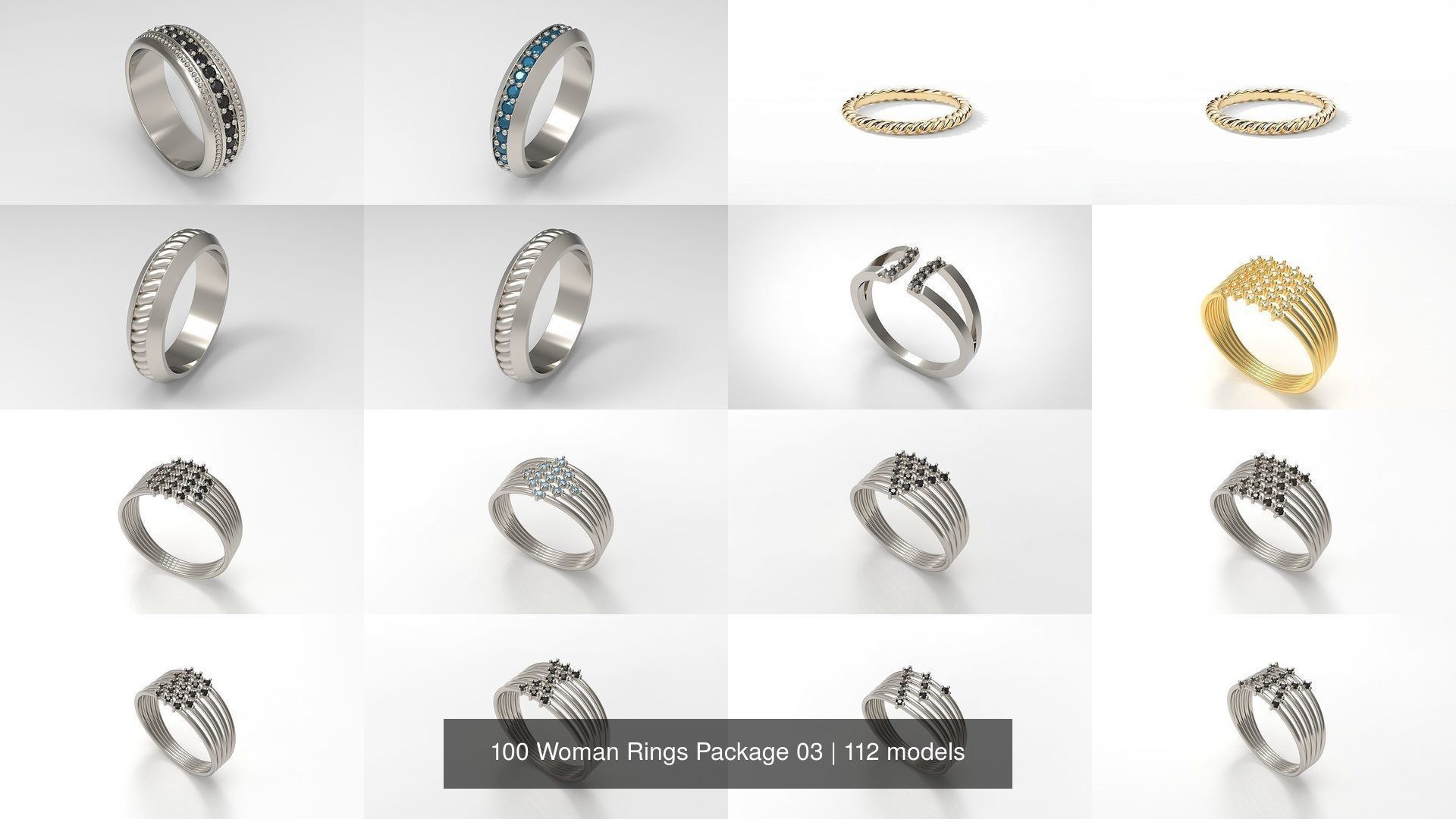 100 Woman Rings Package 03 3D Model Collection_42