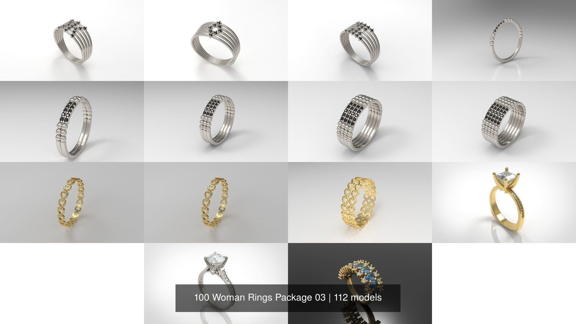 100 Woman Rings Package 03 3D Model Collection_56