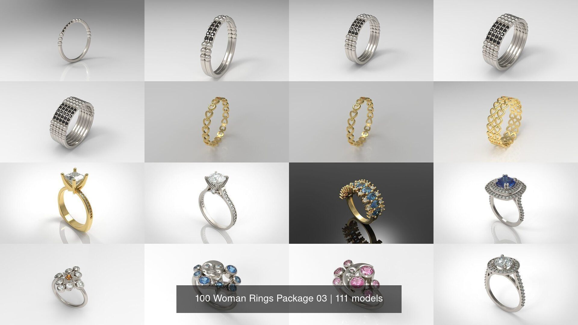 100 Woman Rings Package 03 3D Model Collection_58