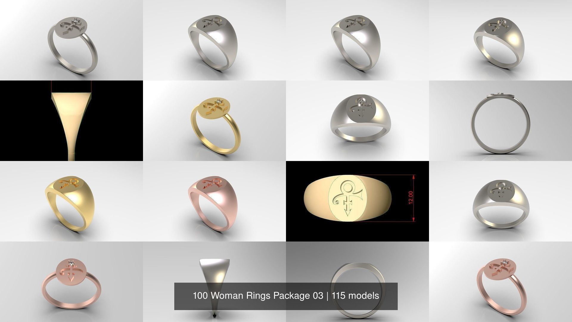 100 Woman Rings Package 03 3D Model Collection_85