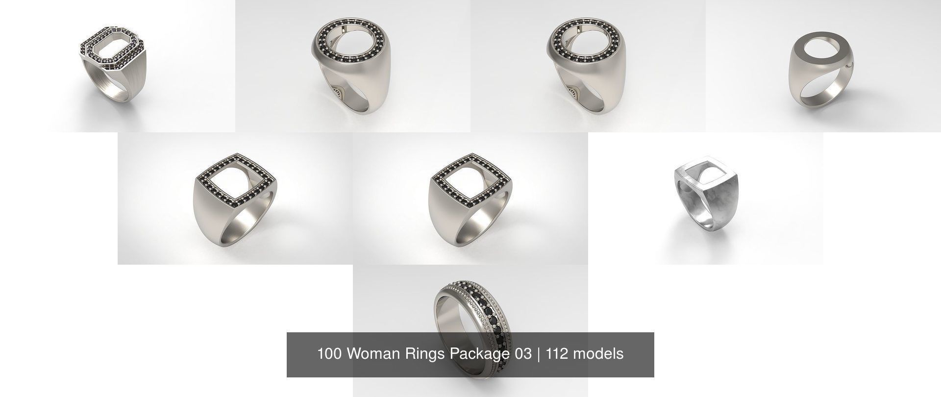 100 Woman Rings Package 03 3D Model Collection_32