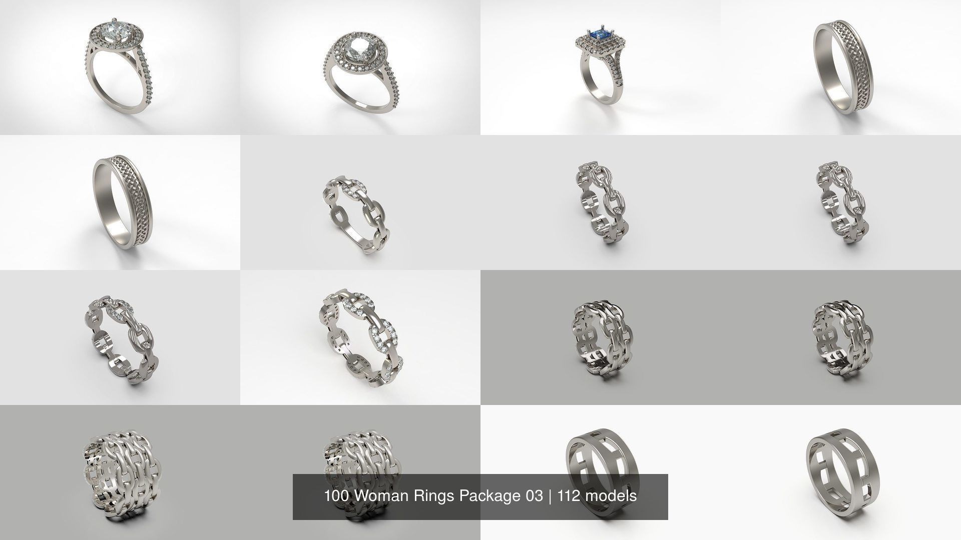 100 Woman Rings Package 03 3D Model Collection_68