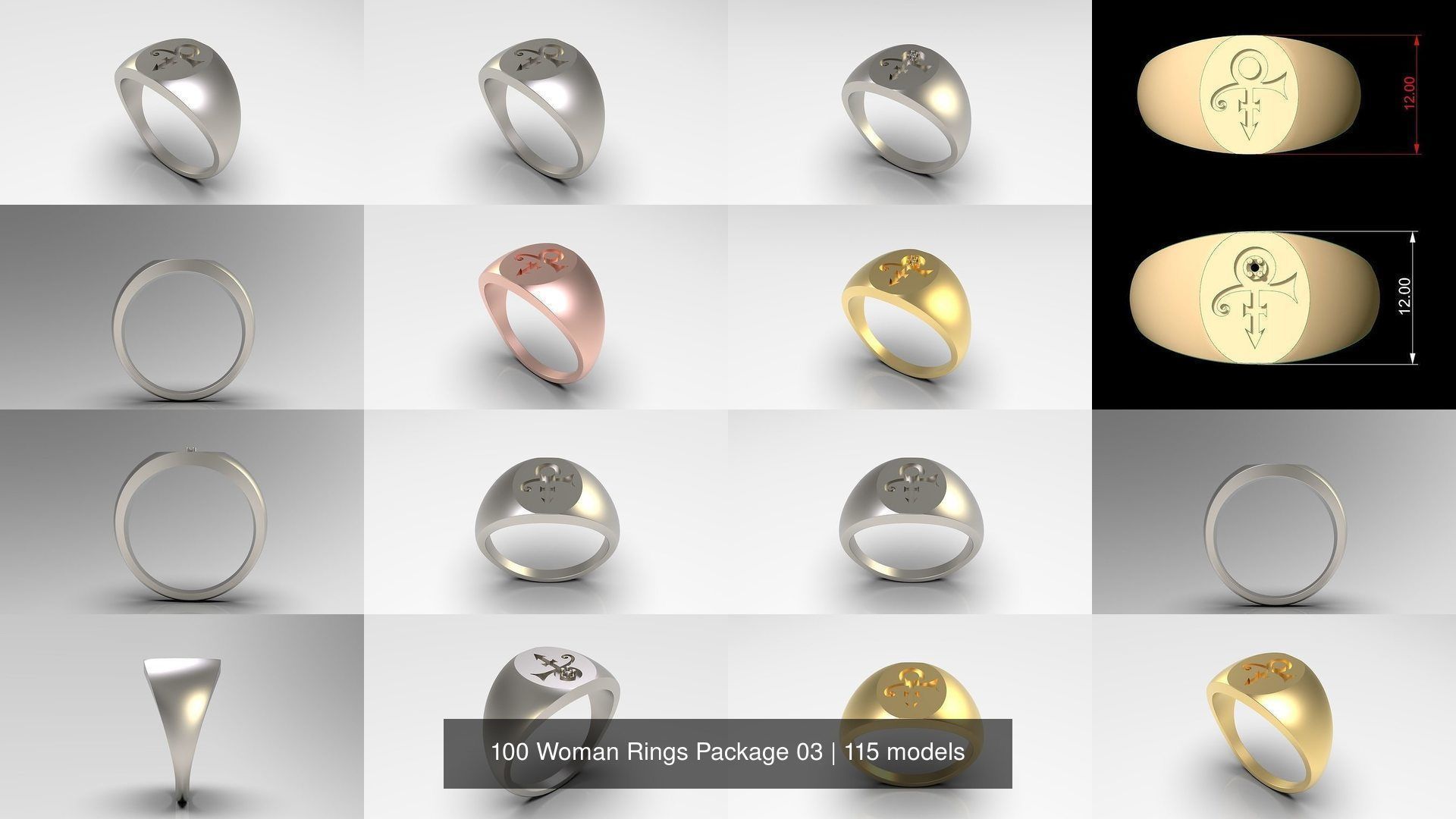 100 Woman Rings Package 03 3D Model Collection_86