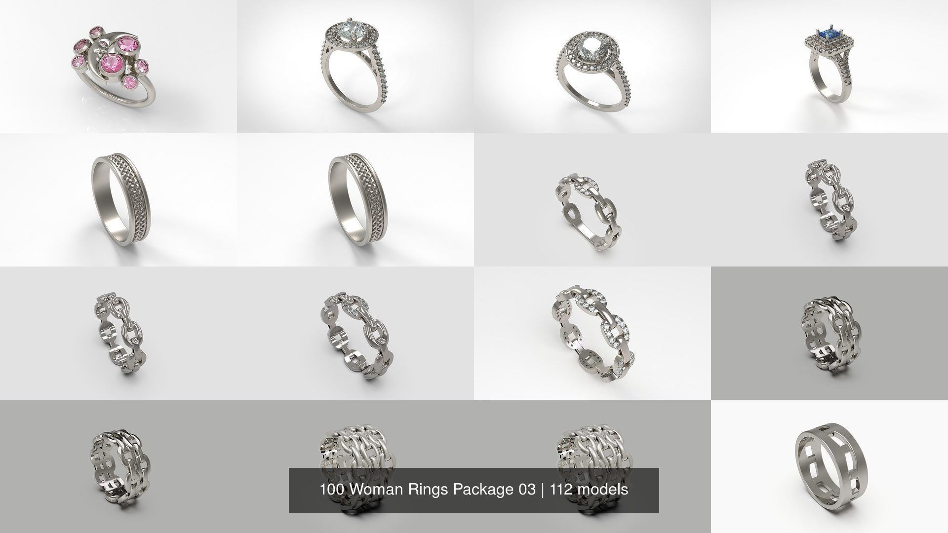 100 Woman Rings Package 03 3D Model Collection_67