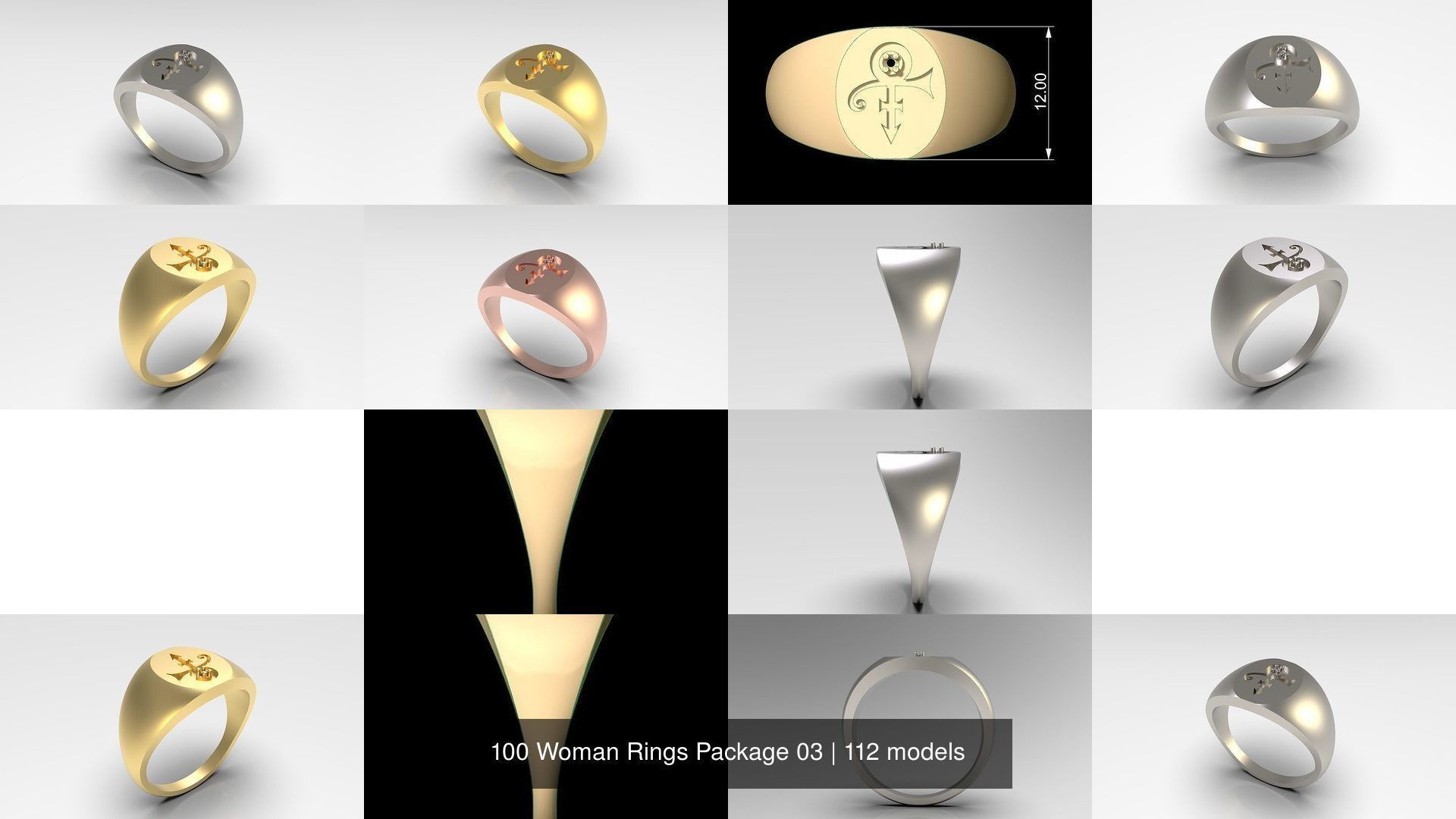 100 Woman Rings Package 03 3D Model Collection_88