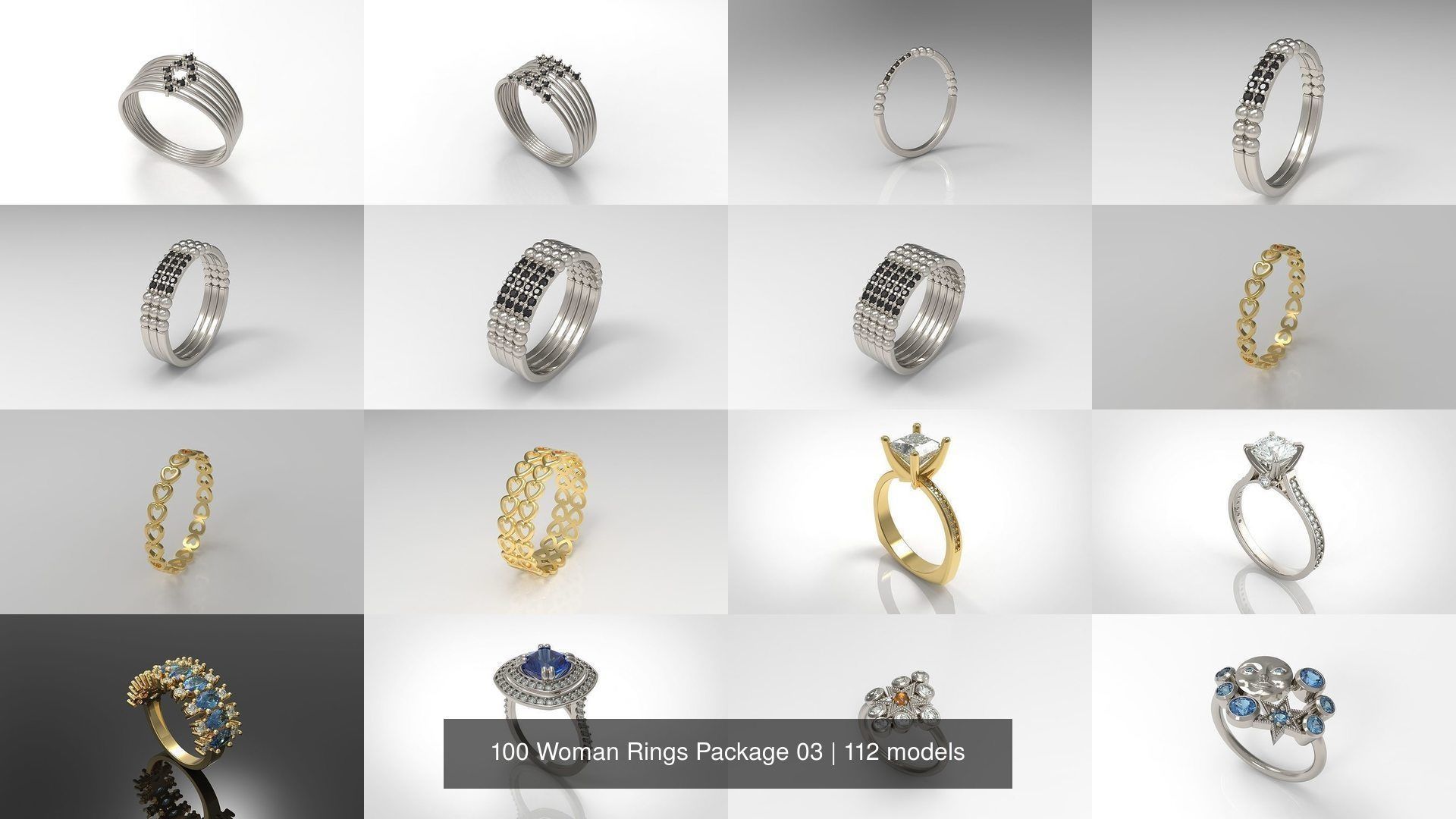 100 Woman Rings Package 03 3D Model Collection_55