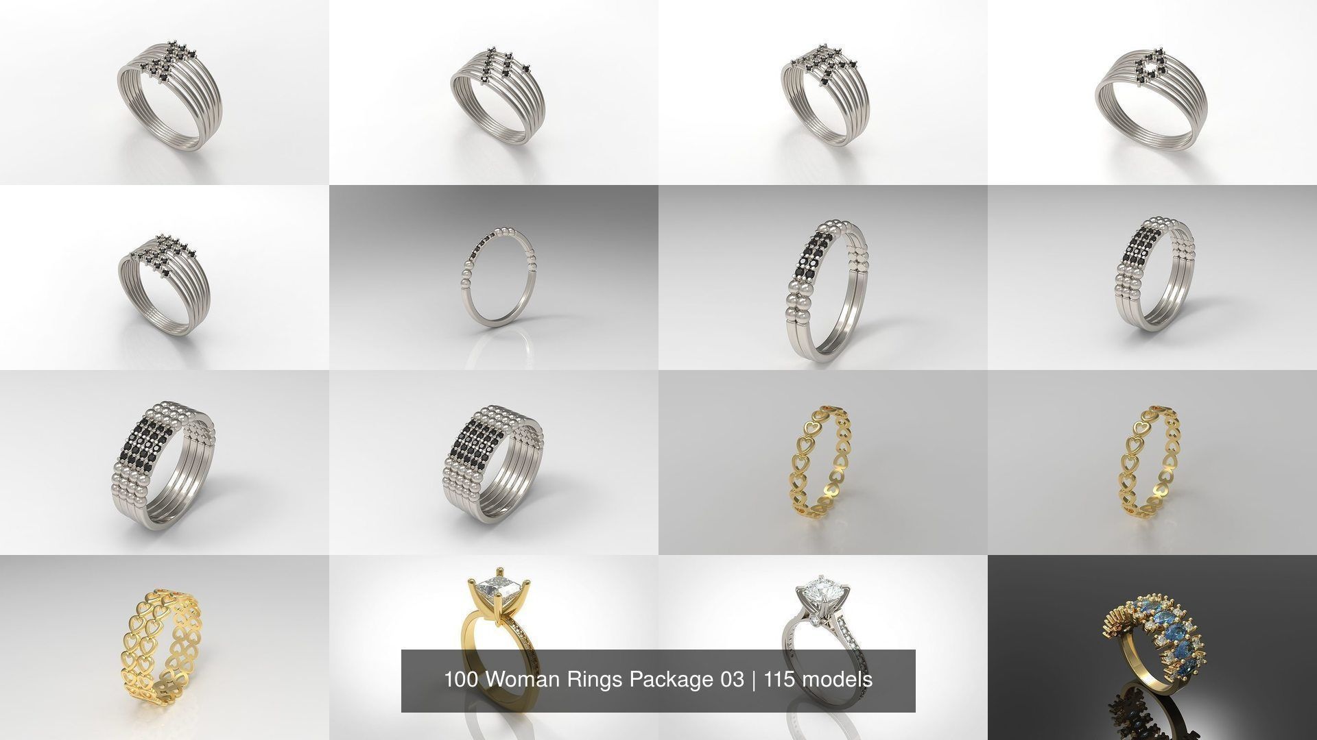 100 Woman Rings Package 03 3D Model Collection_47