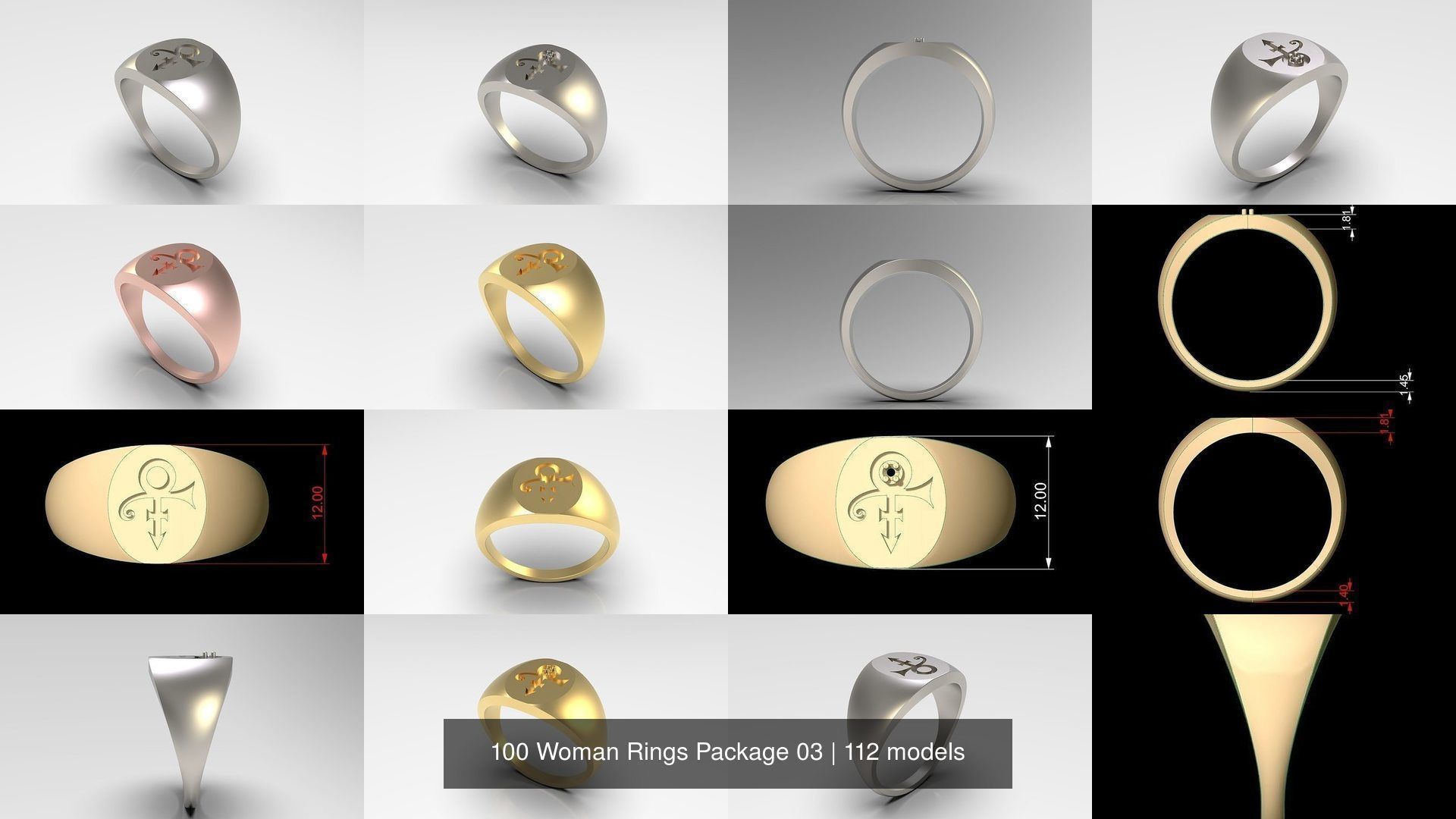 100 Woman Rings Package 03 3D Model Collection_90