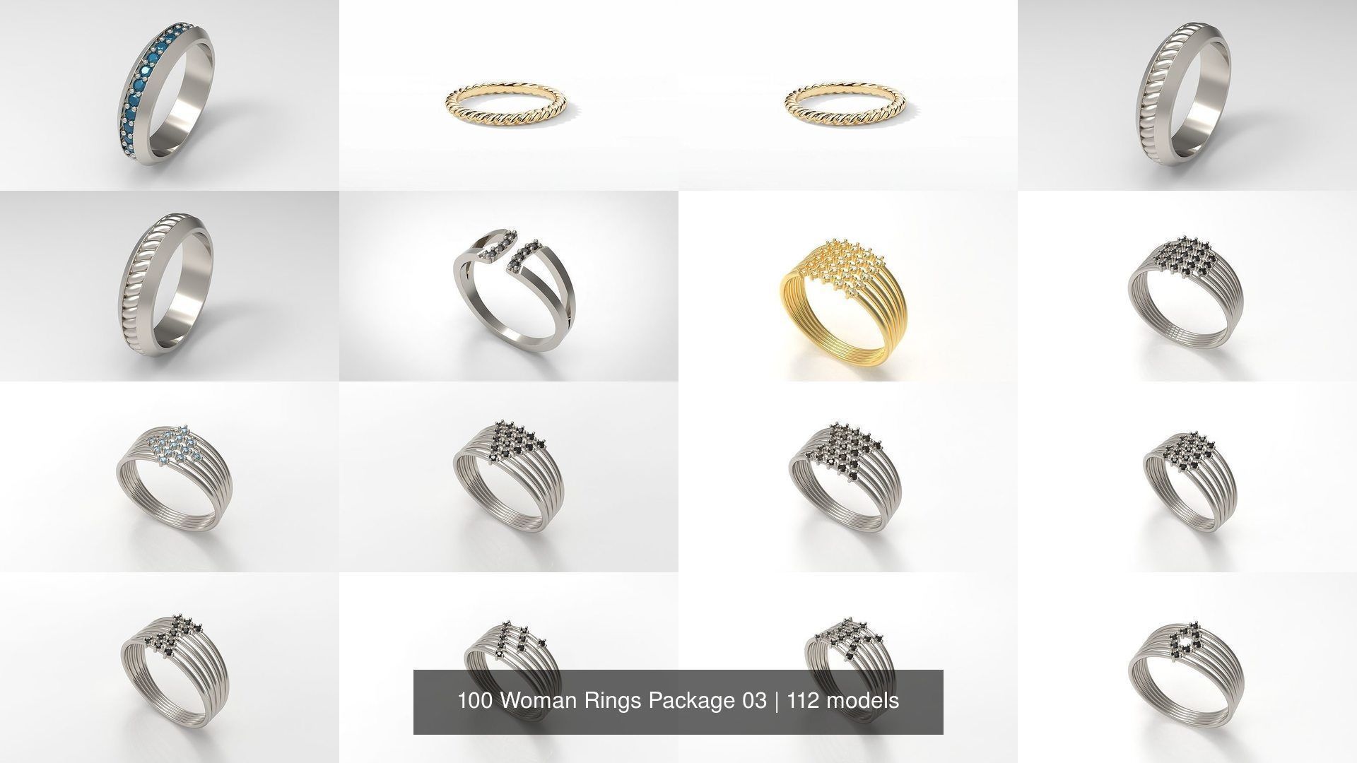 100 Woman Rings Package 03 3D Model Collection_44