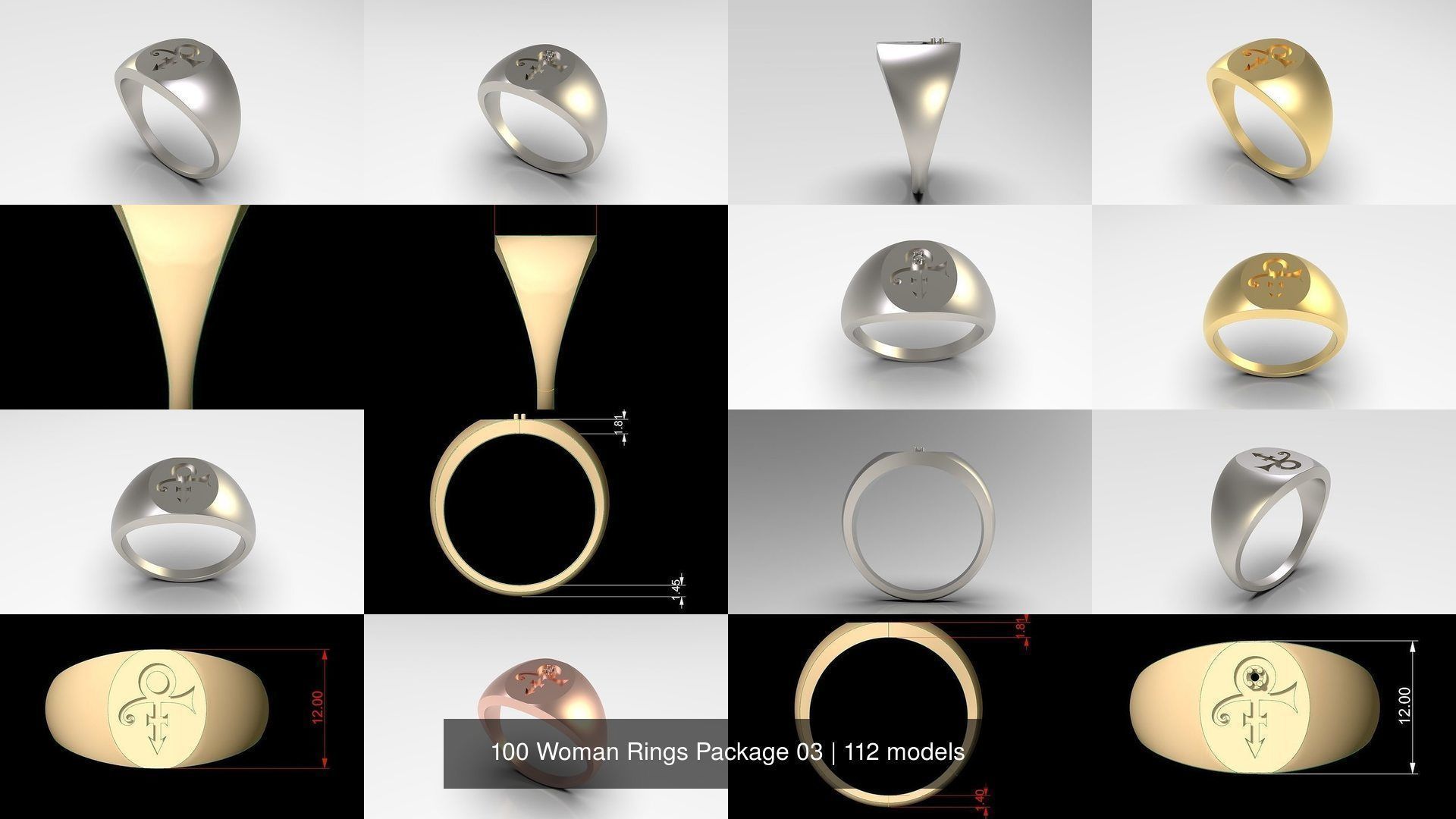 100 Woman Rings Package 03 3D Model Collection_87
