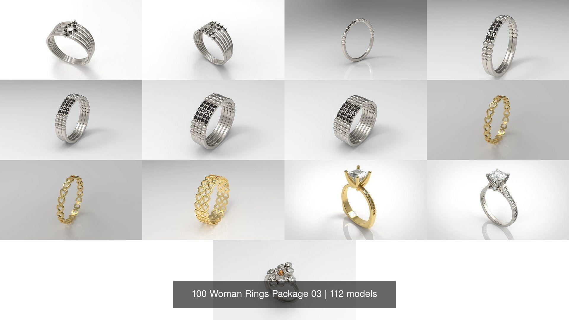 100 Woman Rings Package 03 3D Model Collection_52