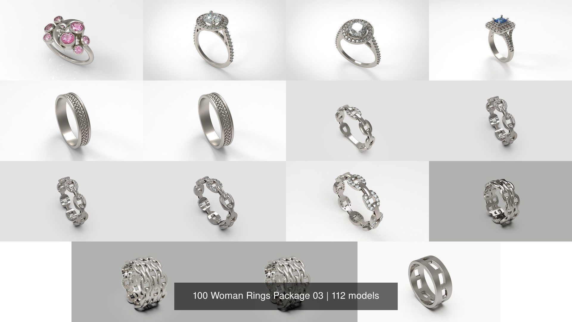 100 Woman Rings Package 03 3D Model Collection_64