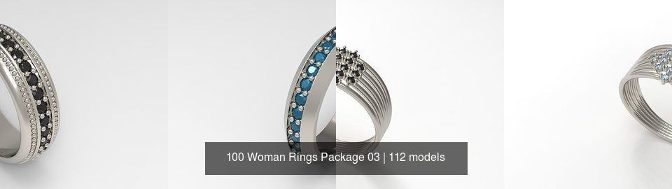 100 Woman Rings Package 03 3D Model Collection_39