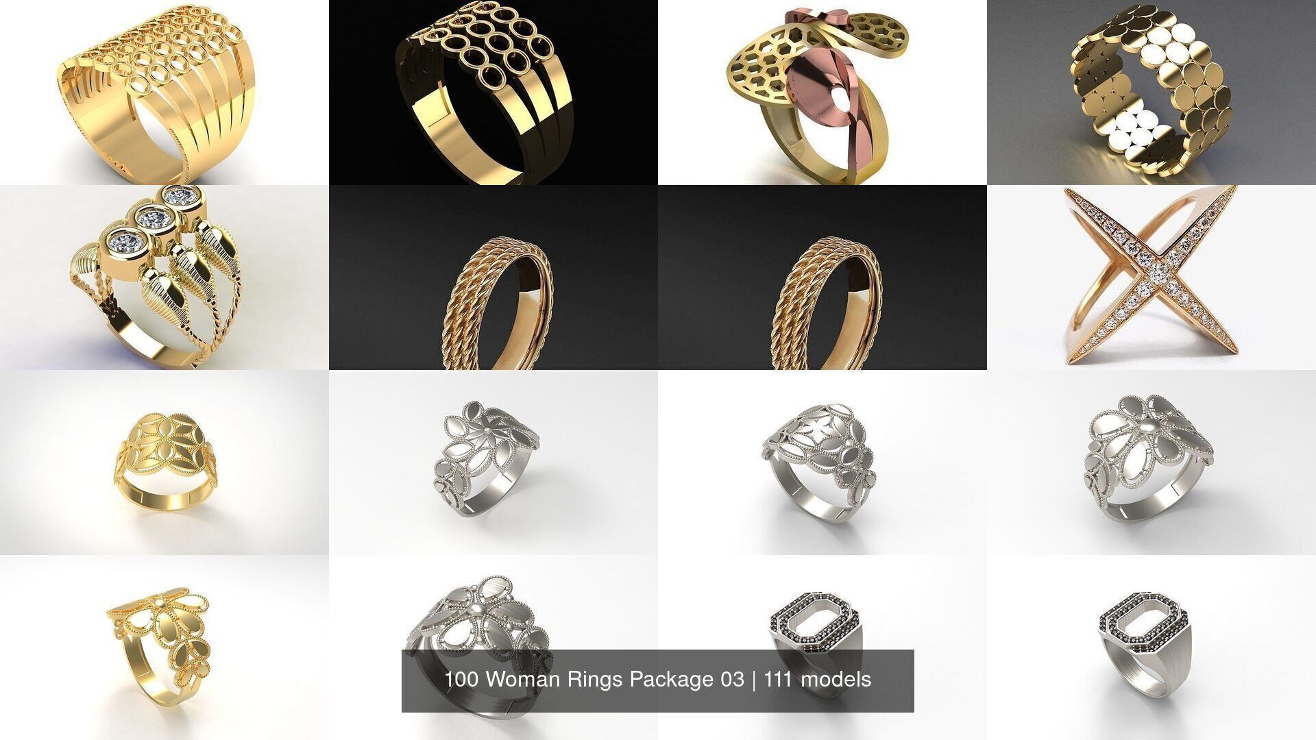 100 Woman Rings Package 03 3D Model Collection_21