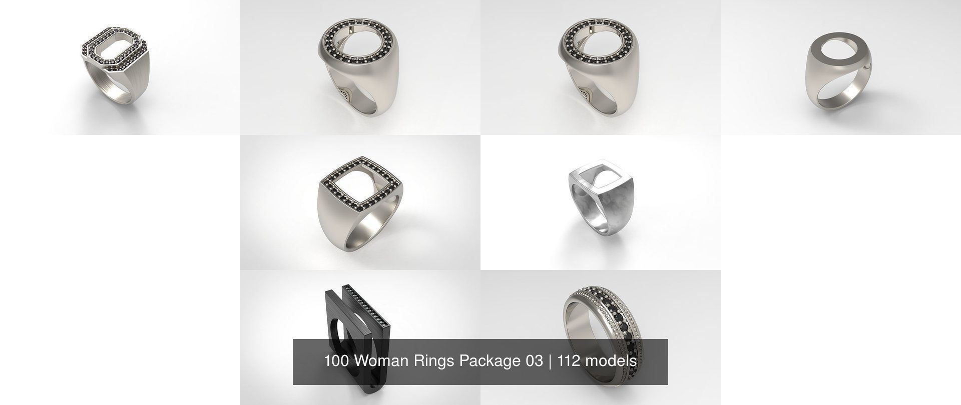 100 Woman Rings Package 03 3D Model Collection_31