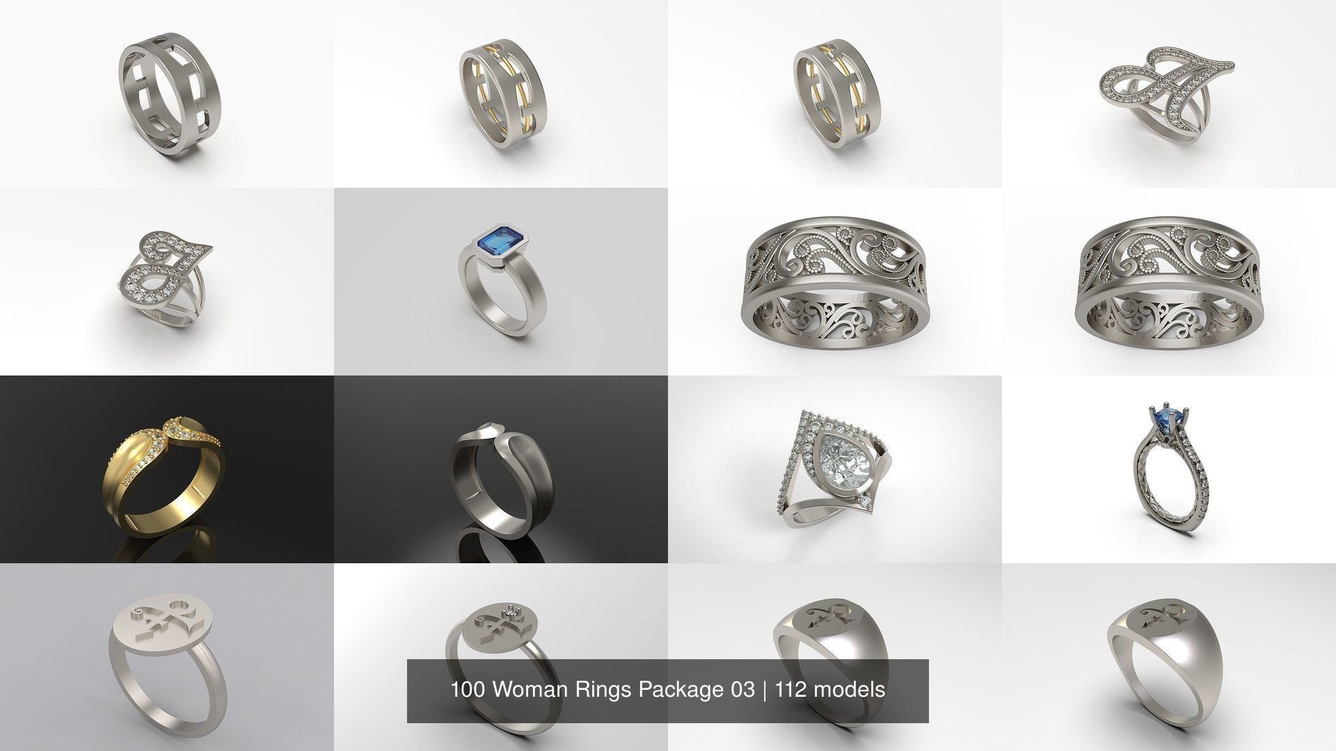 100 Woman Rings Package 03 3D Model Collection_76
