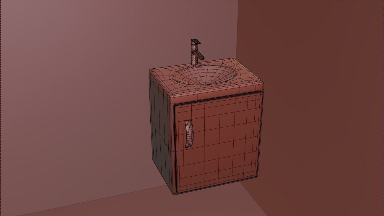Modern washbasin Low-poly 3D model_2
