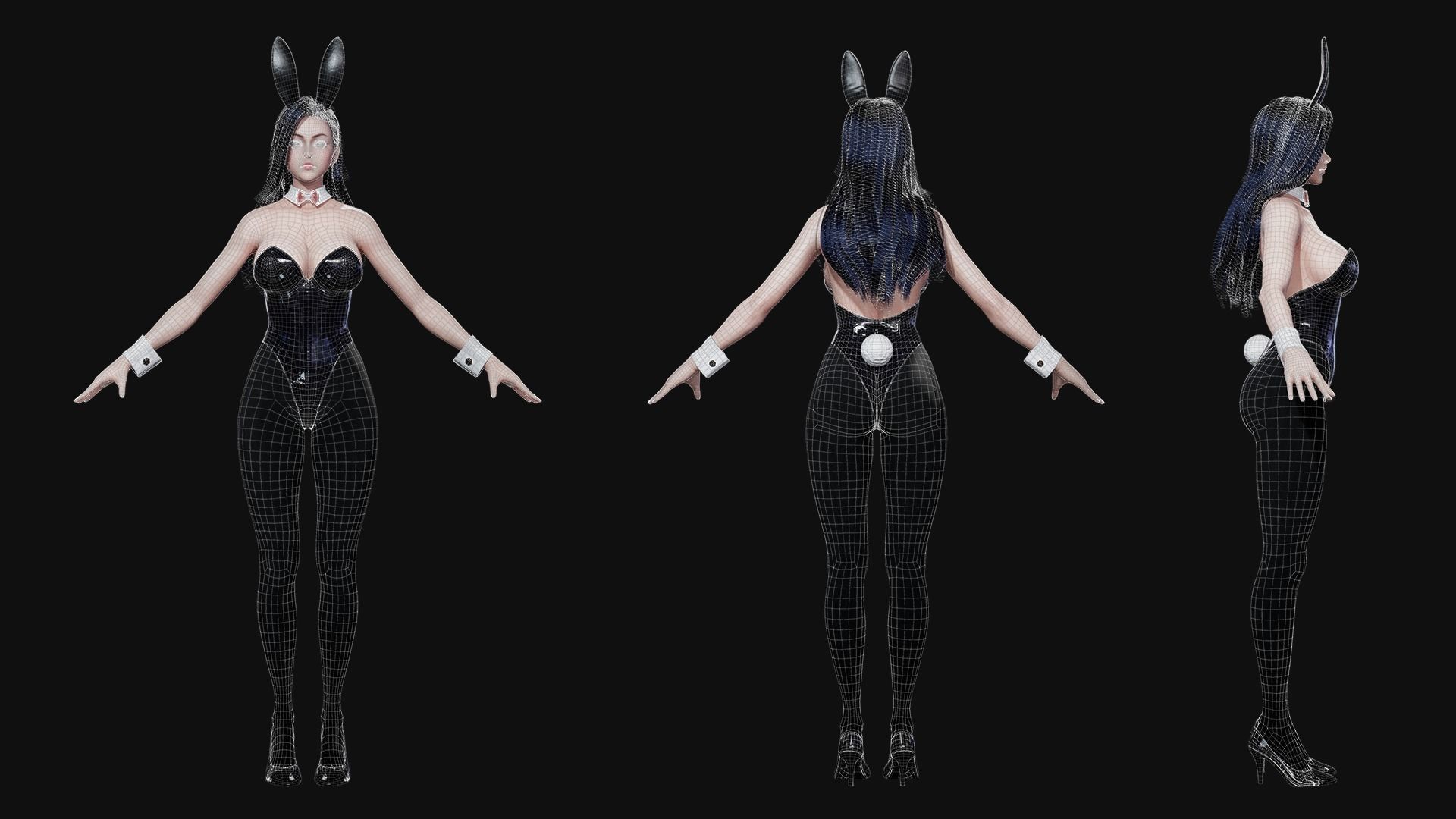Bunny Girl - Game Ready Low-poly 3D model_10
