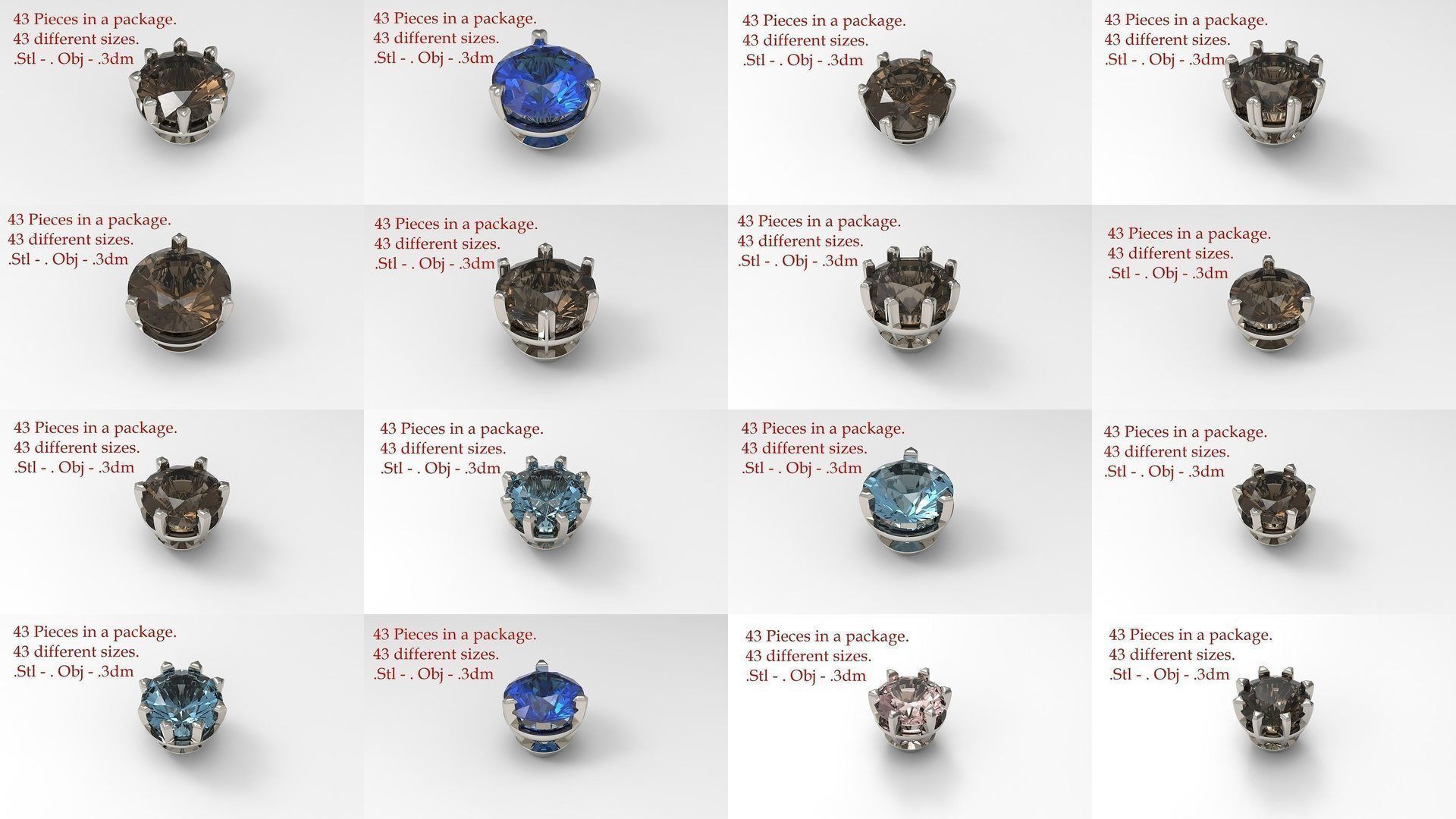 Huge Jewellry Heads Prongs Package 10000 piece 3D Model Collection_15