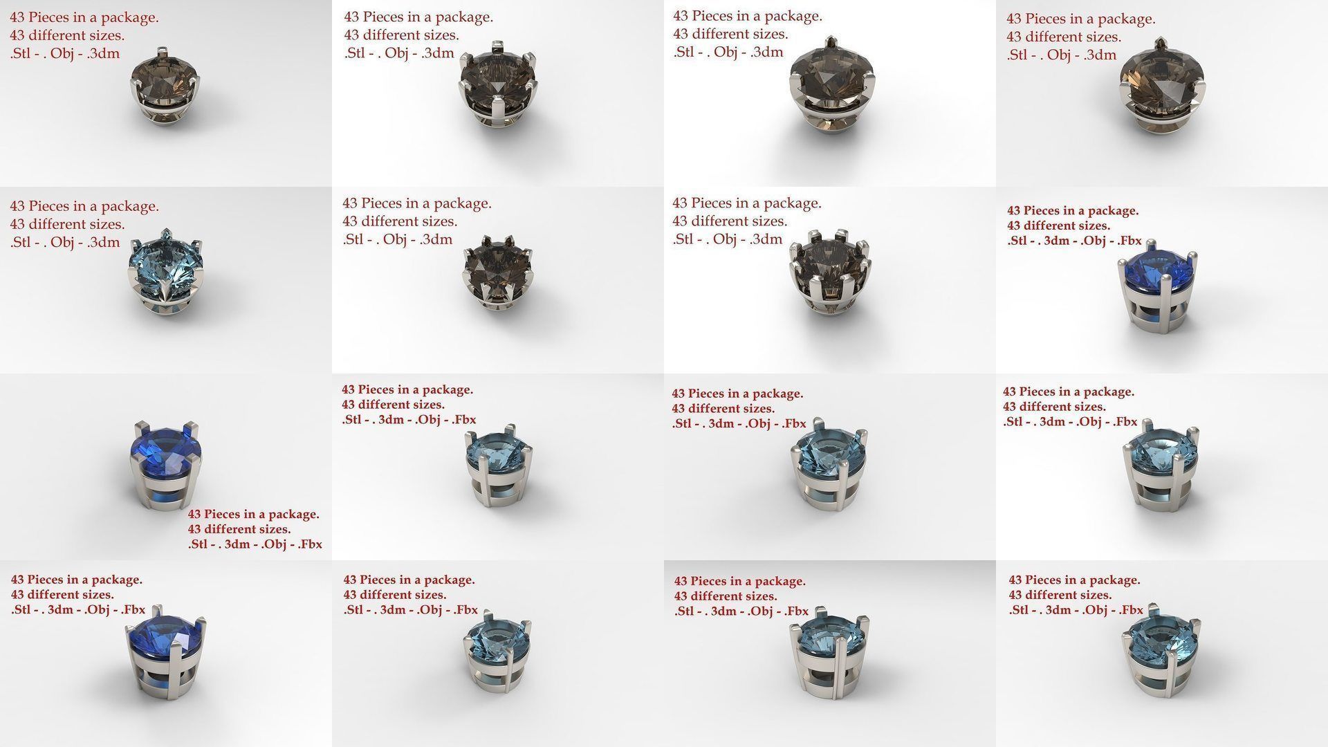 Huge Jewellry Heads Prongs Package 10000 piece 3D Model Collection_19