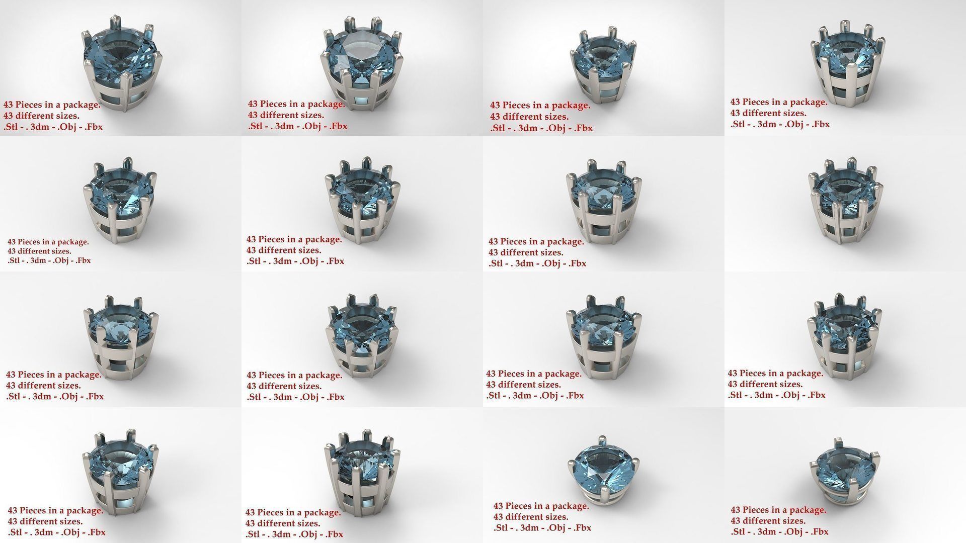 Huge Jewellry Heads Prongs Package 10000 piece 3D Model Collection_33