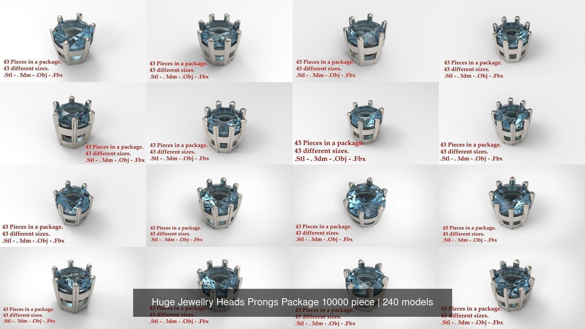 Huge Jewellry Heads Prongs Package 10000 piece 3D Model Collection_32