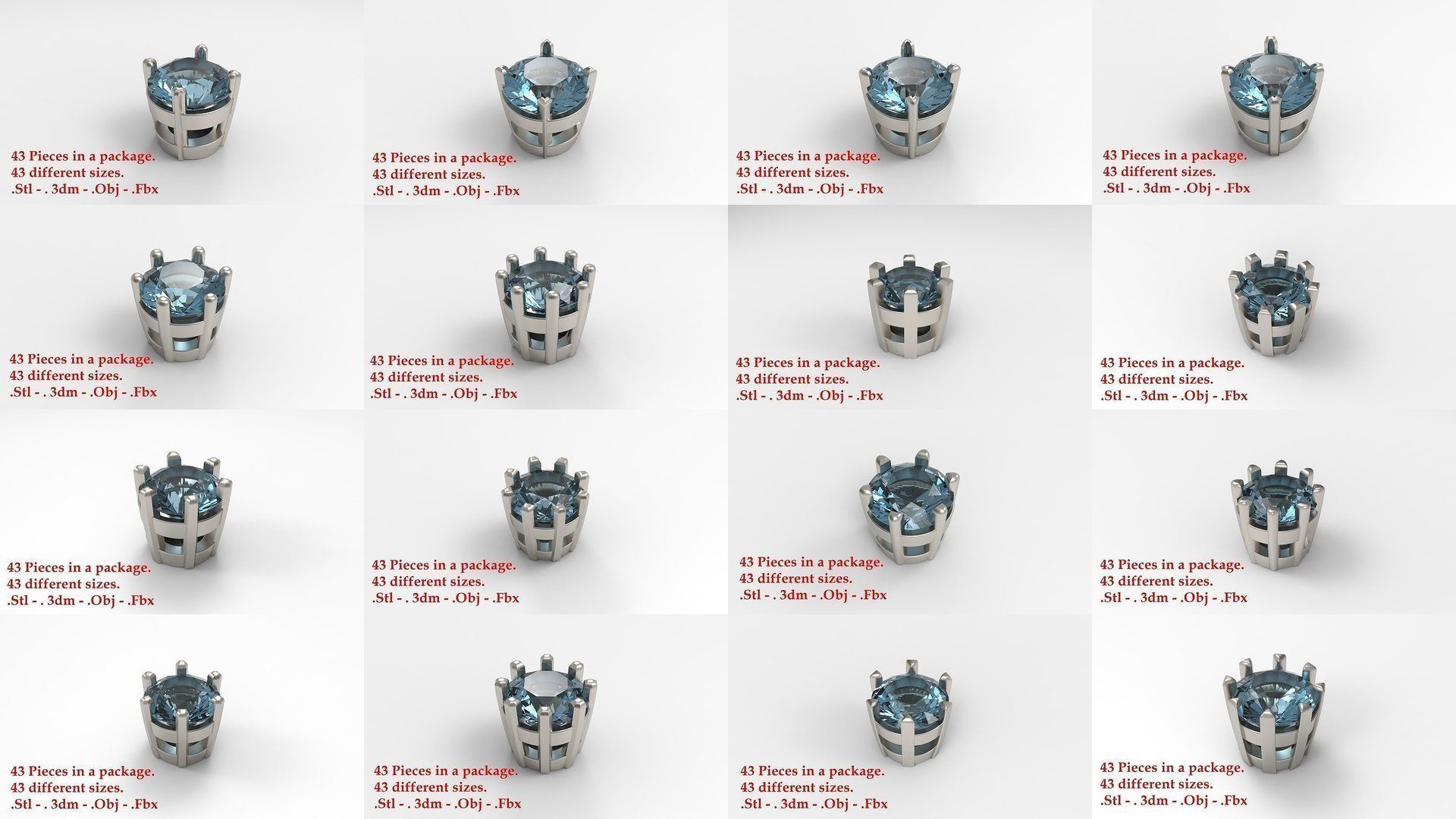 Huge Jewellry Heads Prongs Package 10000 piece 3D Model Collection_27