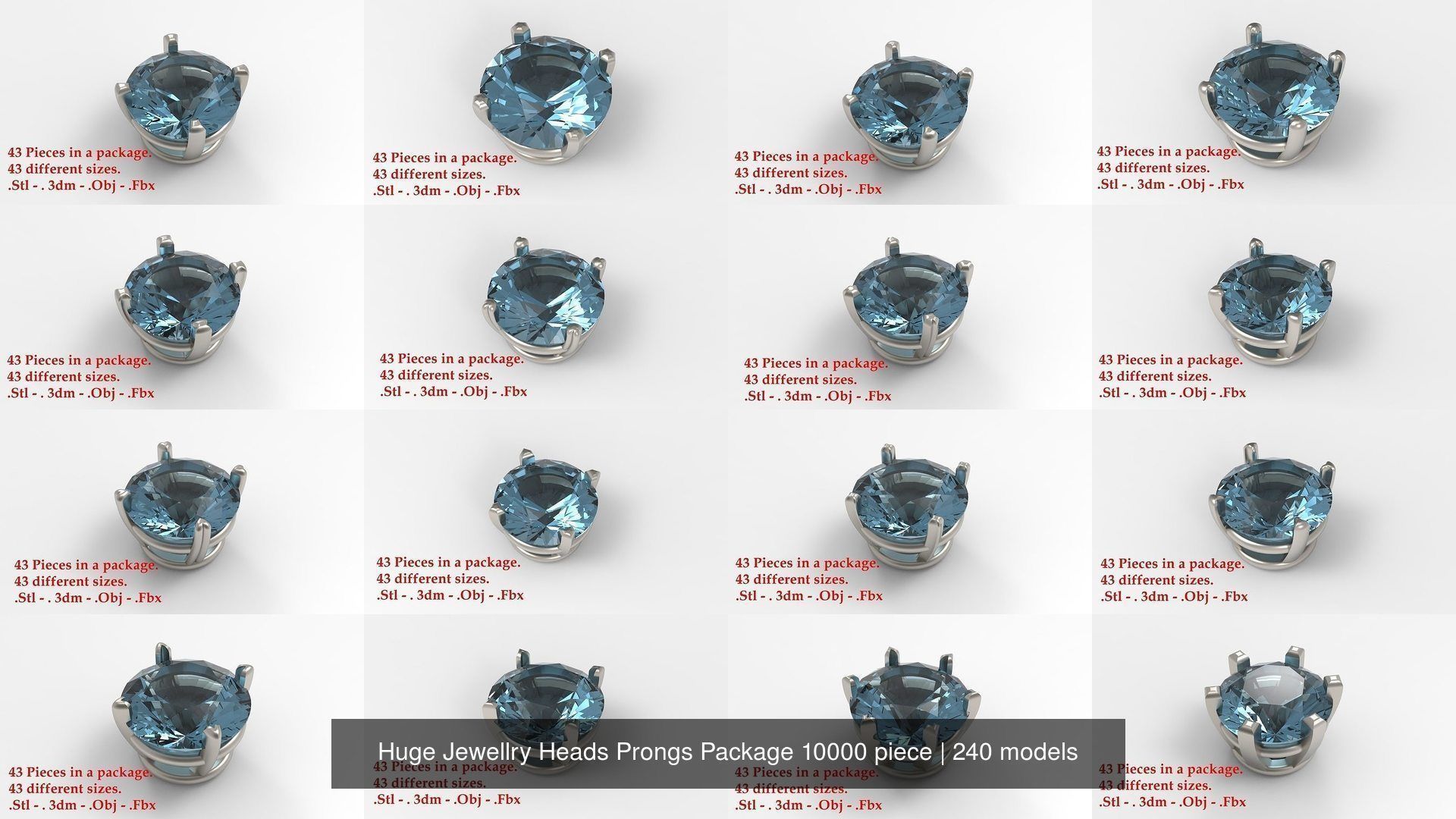 Huge Jewellry Heads Prongs Package 10000 piece 3D Model Collection_39