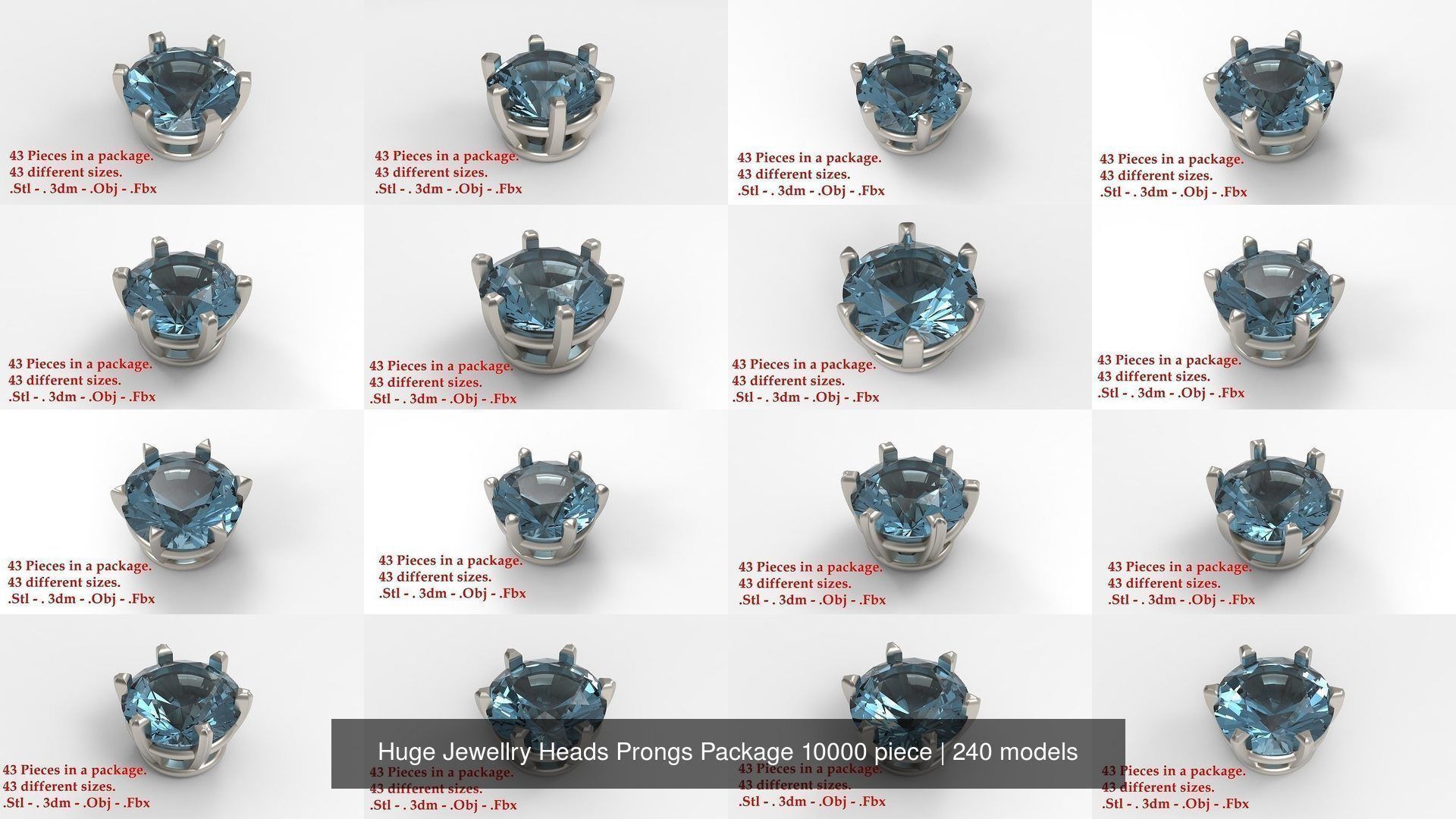 Huge Jewellry Heads Prongs Package 10000 piece 3D Model Collection_26