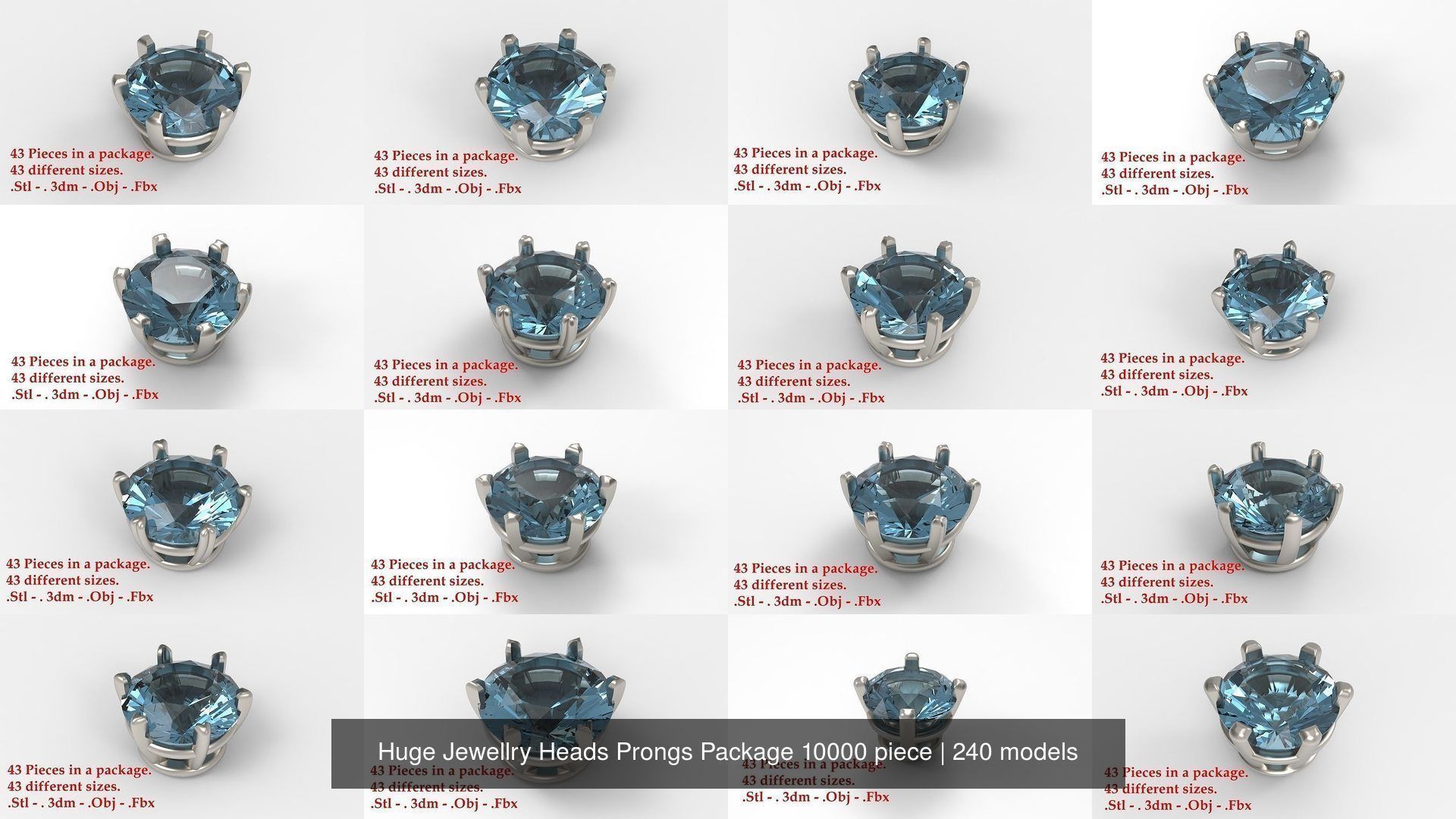 Huge Jewellry Heads Prongs Package 10000 piece 3D Model Collection_38