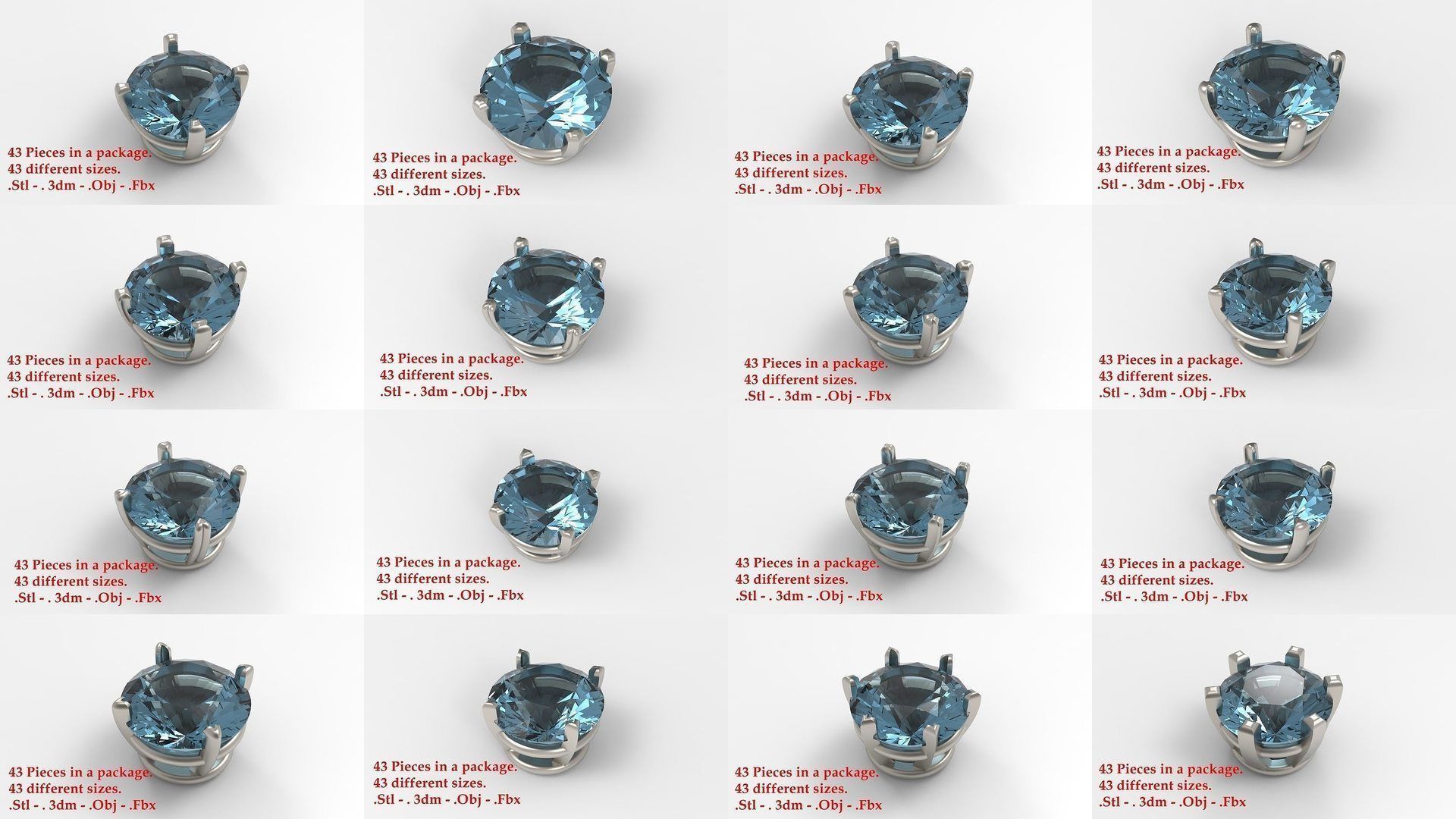 Huge Jewellry Heads Prongs Package 10000 piece 3D Model Collection_37