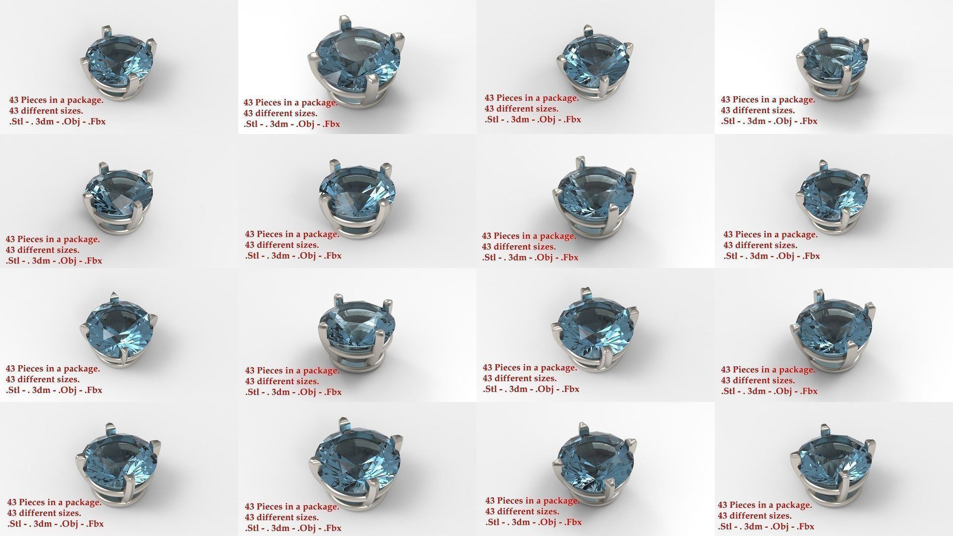 Huge Jewellry Heads Prongs Package 10000 piece 3D Model Collection_35