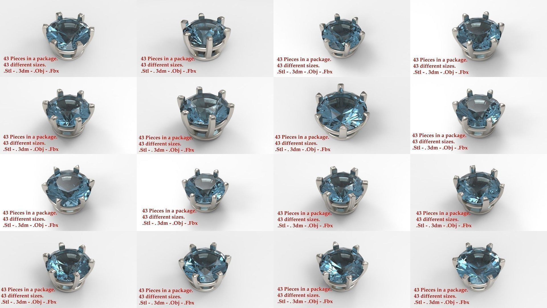 Huge Jewellry Heads Prongs Package 10000 piece 3D Model Collection_40