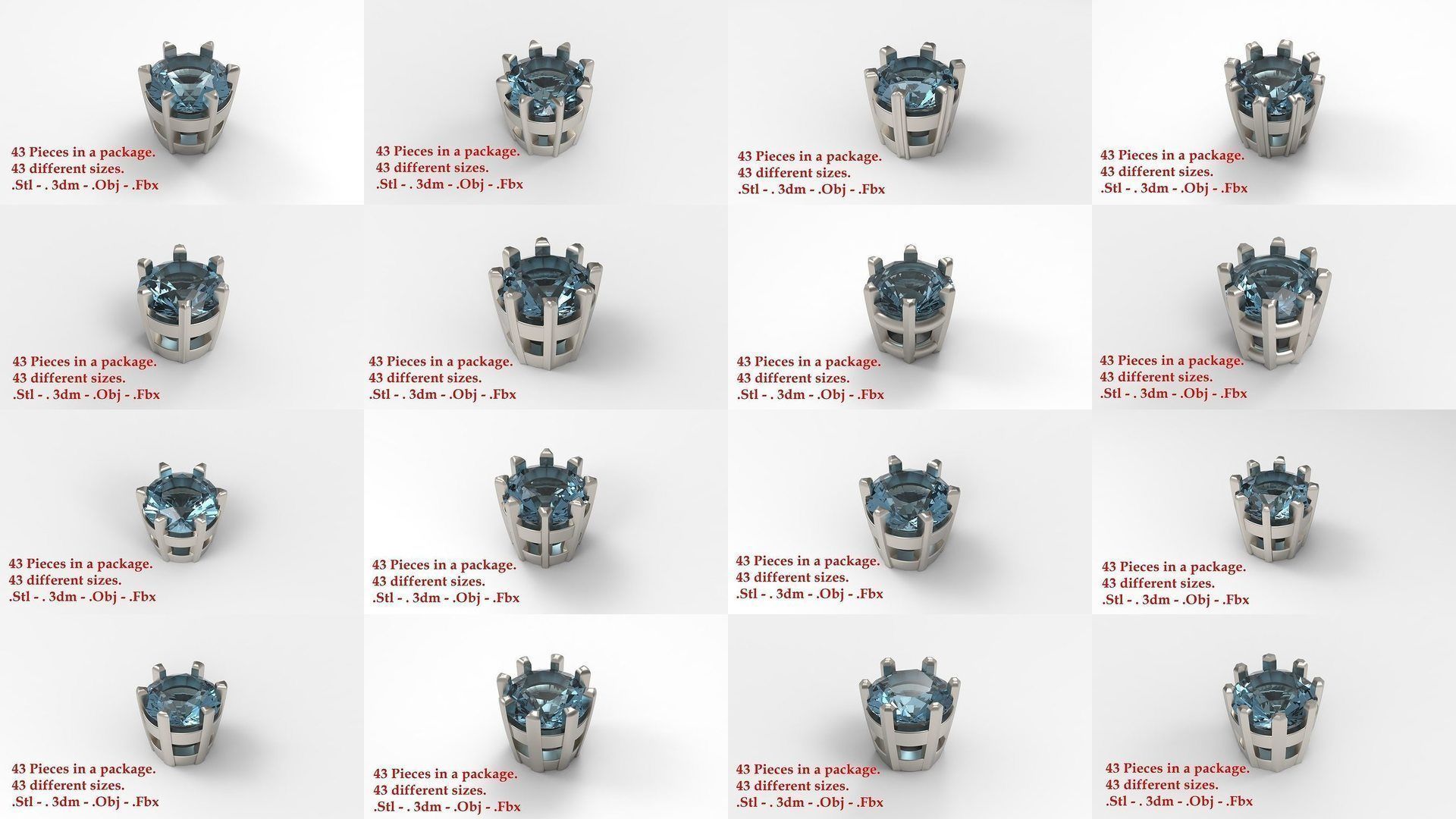 Huge Jewellry Heads Prongs Package 10000 piece 3D Model Collection_29