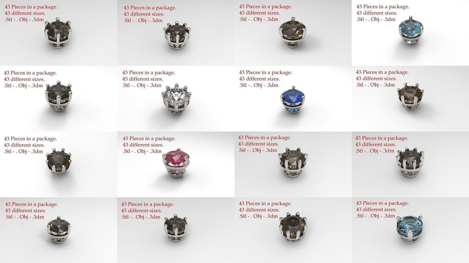 Huge Jewellry Heads Prongs Package 10000 piece 3D Model Collection_7