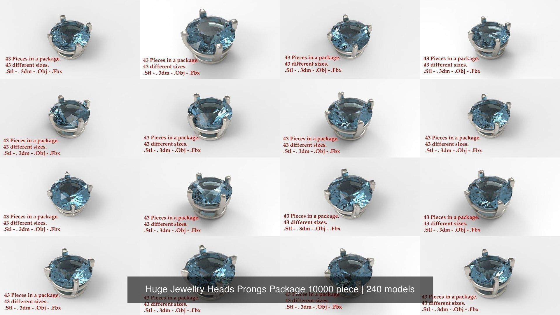 Huge Jewellry Heads Prongs Package 10000 piece 3D Model Collection_36