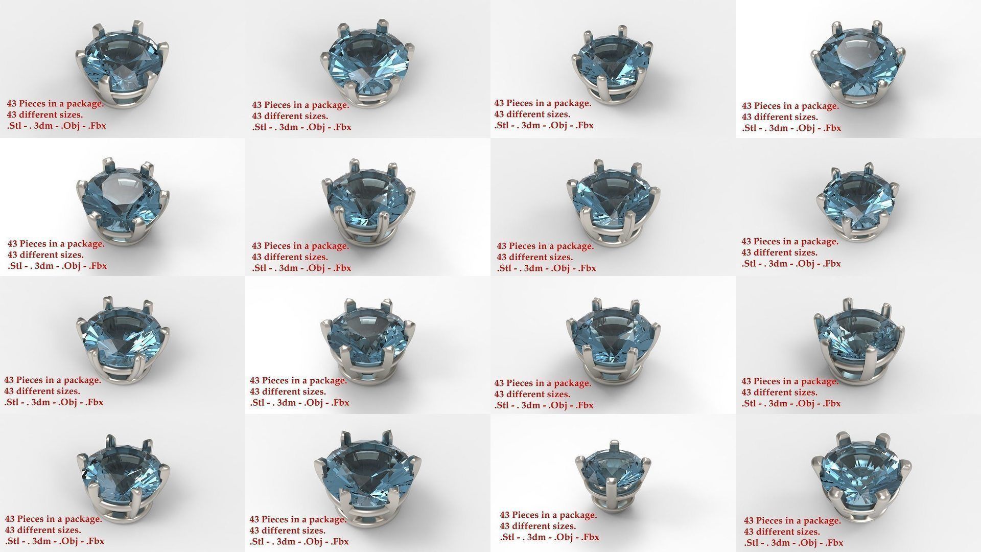 Huge Jewellry Heads Prongs Package 10000 piece 3D Model Collection_42