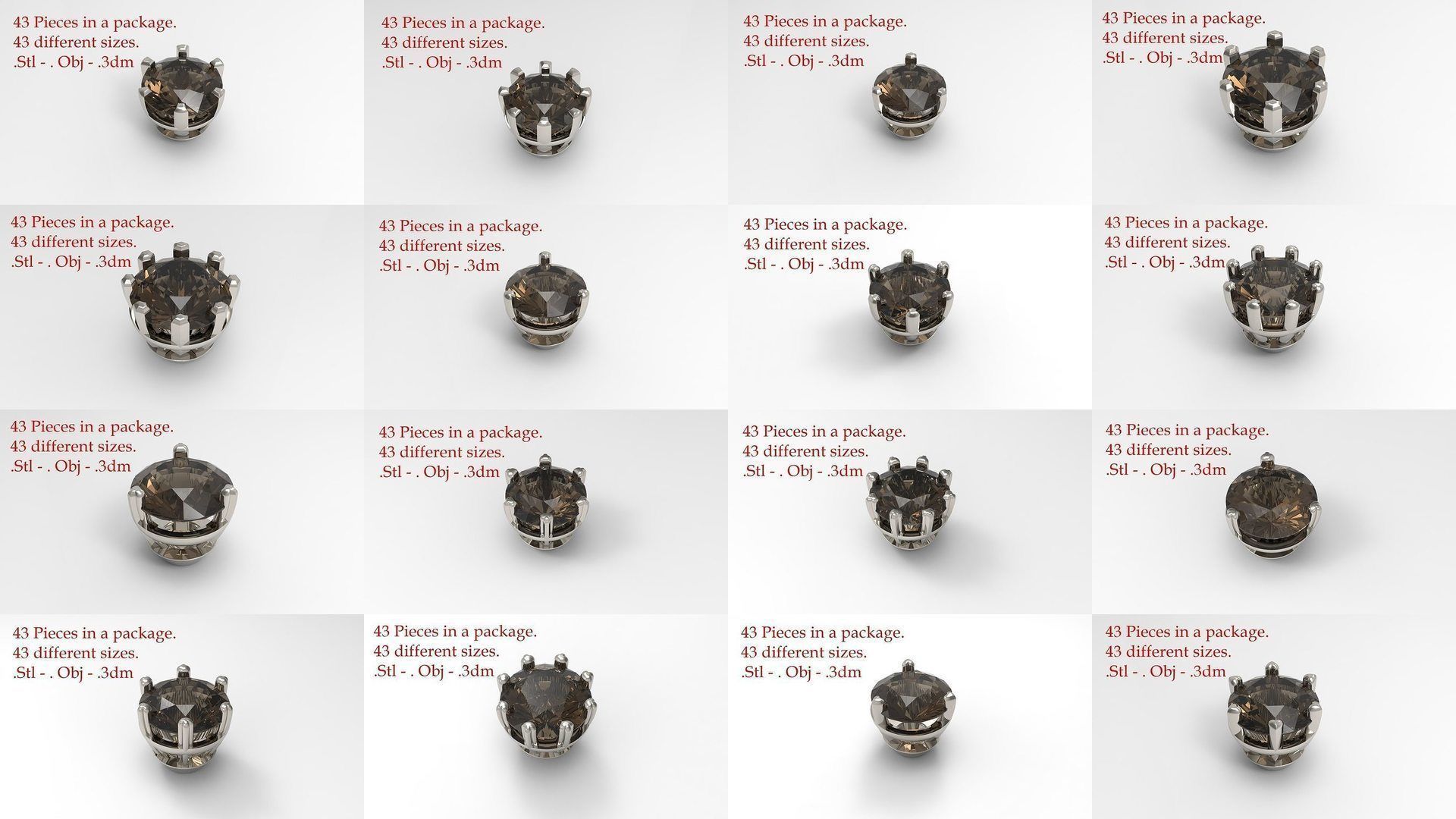 Huge Jewellry Heads Prongs Package 10000 piece 3D Model Collection_11