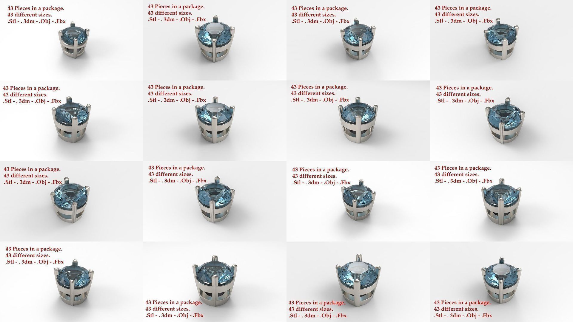 Huge Jewellry Heads Prongs Package 10000 piece 3D Model Collection_23