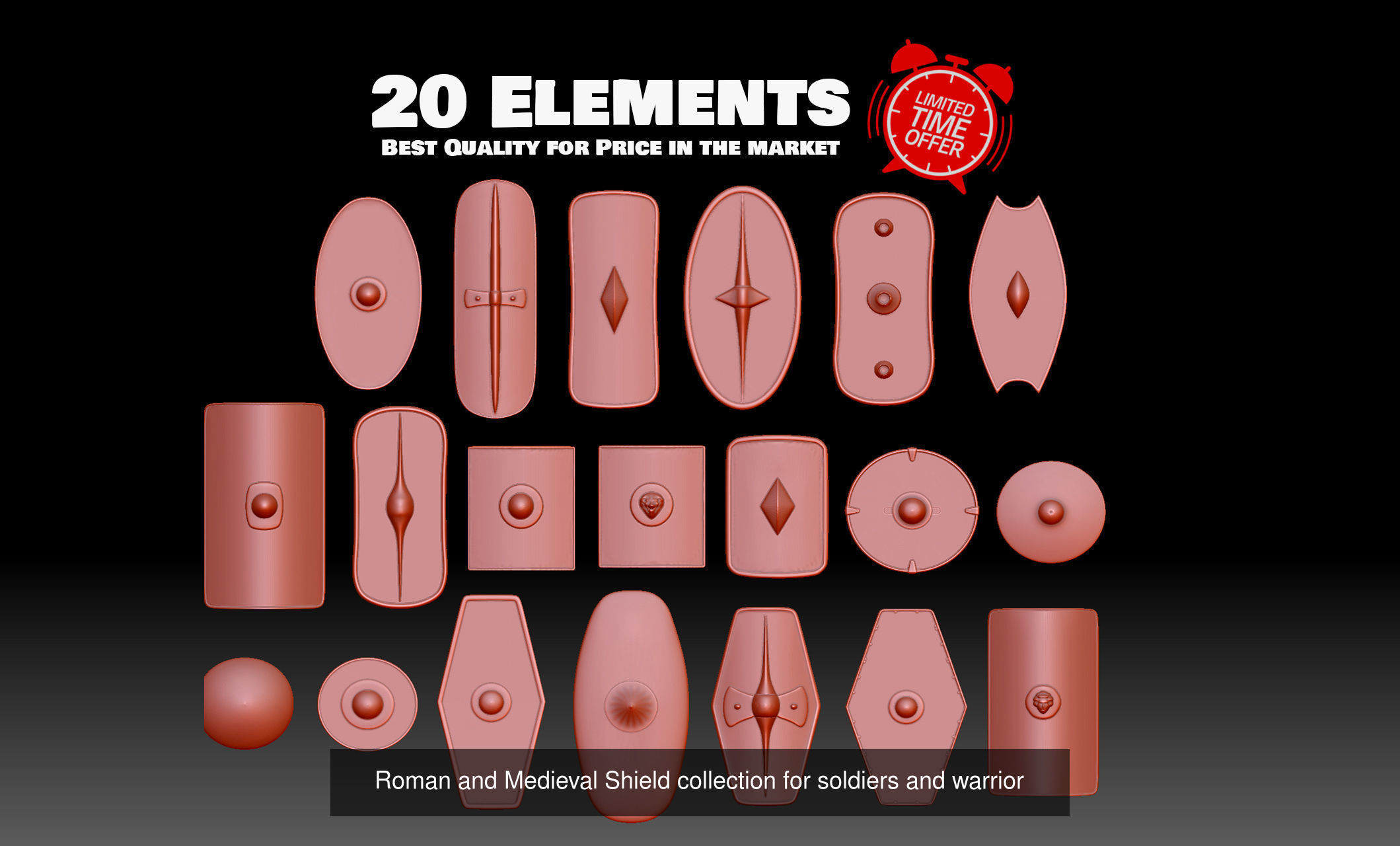 102 Roman and Medieval Armor and Weapons for 3d print 3D Model Collection_2