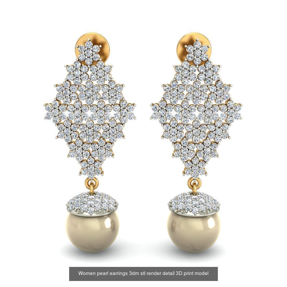 97 Women pearl earrings 3dm render detail  3D Model Collection_70